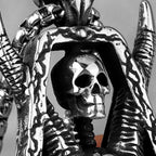 Long Horn Demon Skull Pendant Necklace — Stainless
