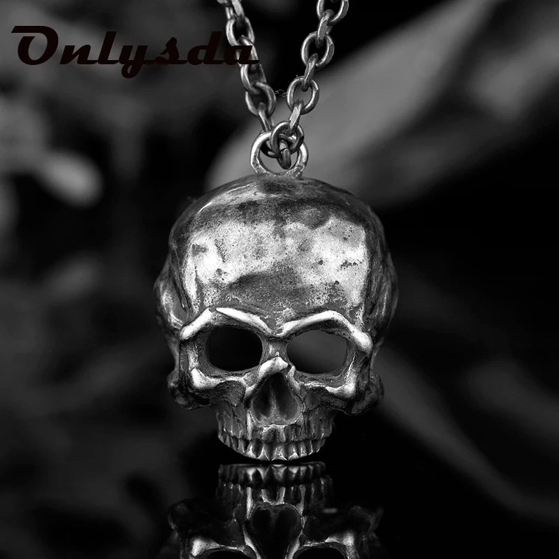 Black Skull Pendant Necklace — 316L Stainless Steel