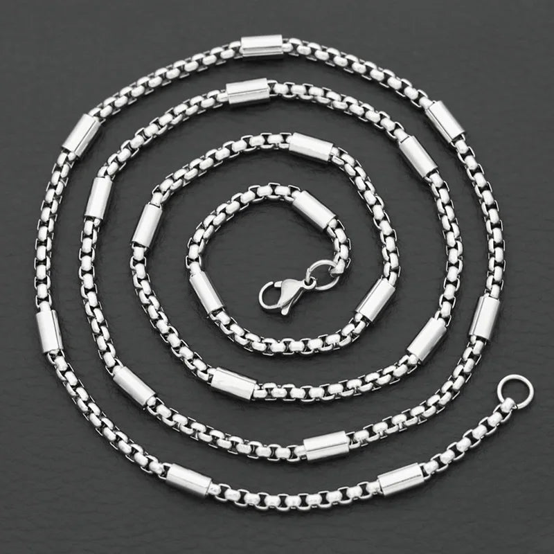 316L Stainless Steel New BOX Chain Necklace for Men Women Viking Jwelry Vintage Aestethic Cable Cuban Chunky Trendy