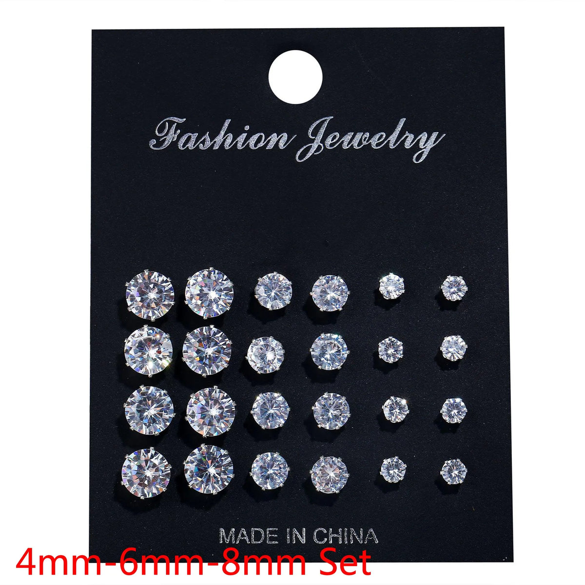 New 12 Pair/Pack White Shiny Wedding Stud Earrings Set For Women Men Crystal Jewelry Accessories Oorbellen Jewelry