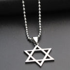 Star of David Beaded Chain Necklace — Stainless Steel