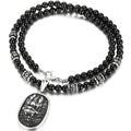 Men's Steampunk Dragon Wolf Head Pendant Necklace For Men Man 8MM Width 70CM Long Agate Stone Bead Chain Stainless