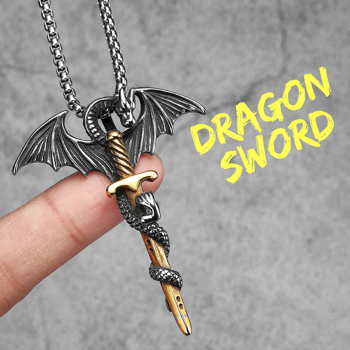 Dragon Slaying Sword Pendant Necklace — Stainless Steel