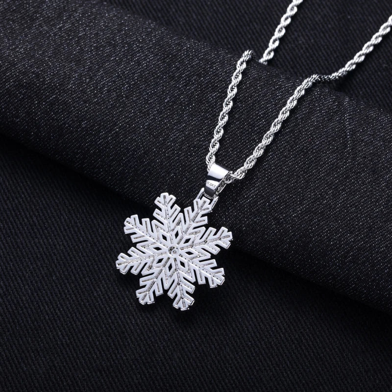Iced Out Snowflake Pendant — 14K Gold