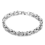 Fongten 4/5/6/8mm Byzantium Bracelet For Men Stainless Steel Box Chain Wirstband Charm Men Bangle Bracelets Jewelry
