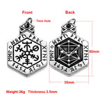 Norse Viking Rune Round Pendant Necklace — Stainless Steel