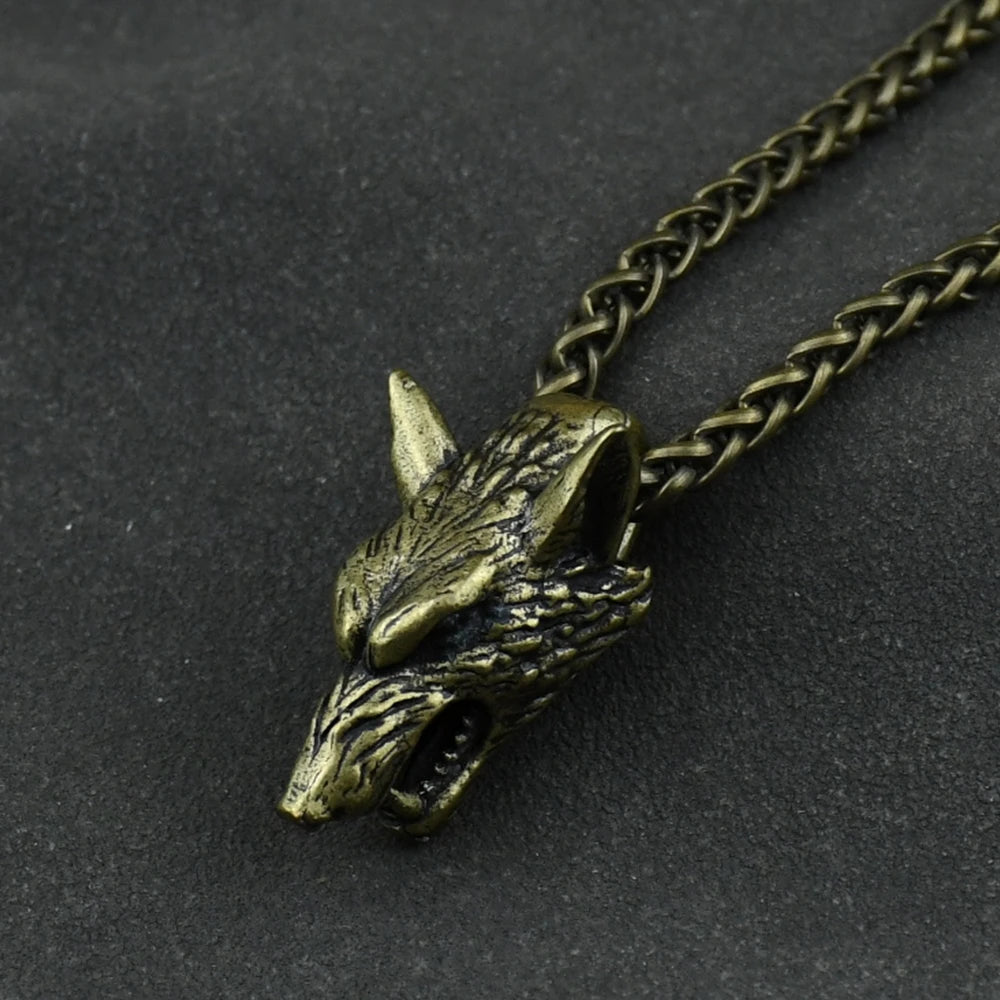Viking Wolf Head Necklace Pendant Norse Viking Amulet Men Women Original Animal Jewelry