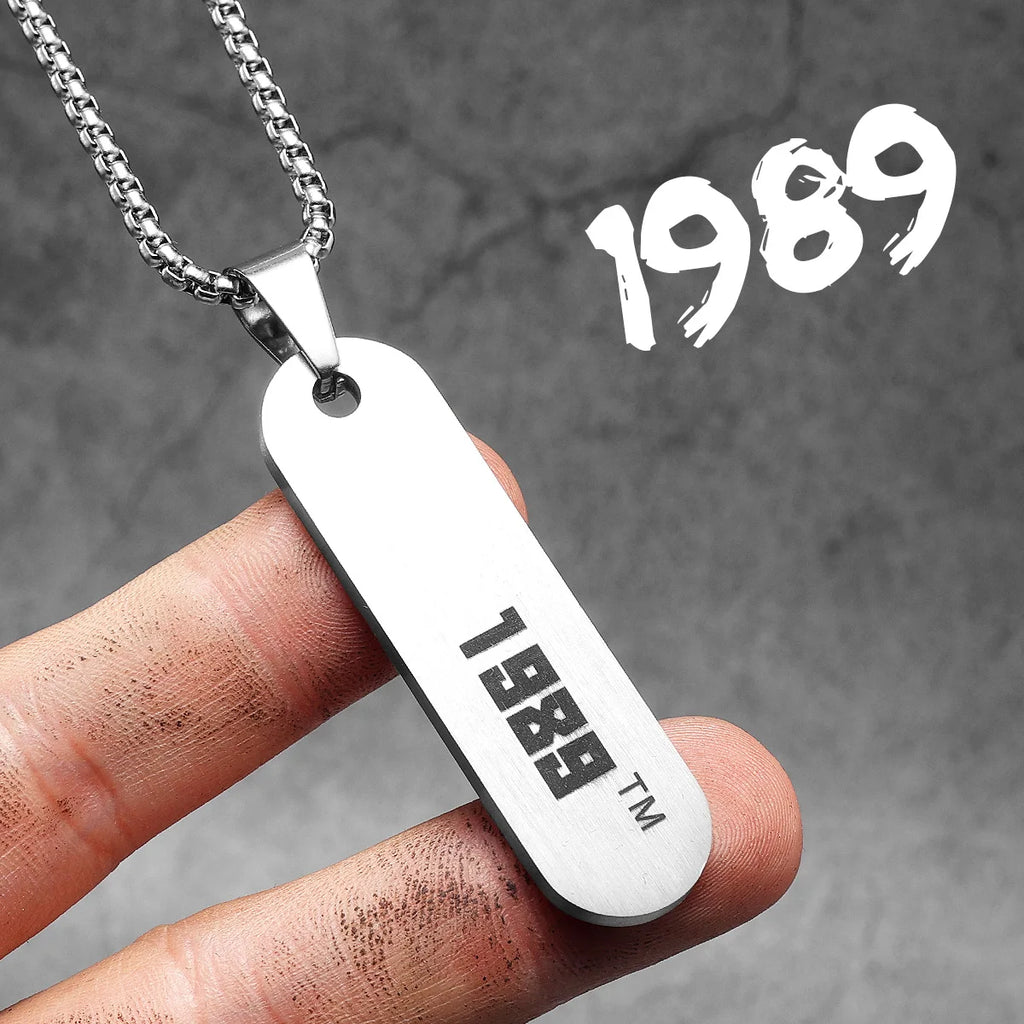 Year of Birth Tags Men Necklace With Pendant Stainless Steel Jewelry for Fashion Women Punk HipHop Accessories Gifts