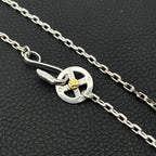 Handmade Two Tone Feather Pendant Necklace Silver Plated Alloy Men Women Vintage Biker Native American Goros Jewelry Gift