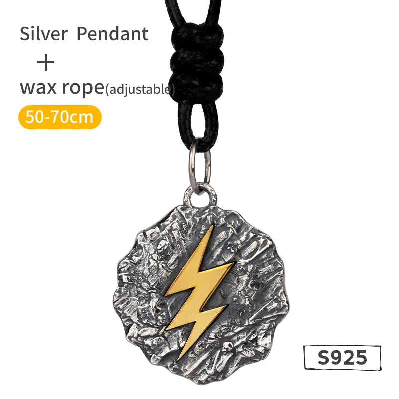 Wrath of Zeus Lightning Bolt Silver necklace the sterling silver pendant for Men Fine Jewelry