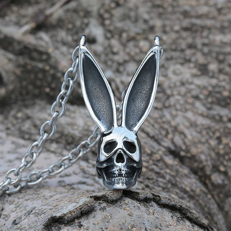 3D Rabbit Pattern Metal Pendant Necklace For Men Couple Gift Vintage Punk Animal Gothic Skull Choker Necklace Jewelry