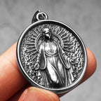 Virgin Mary Cross Pendant — Stainless Steel