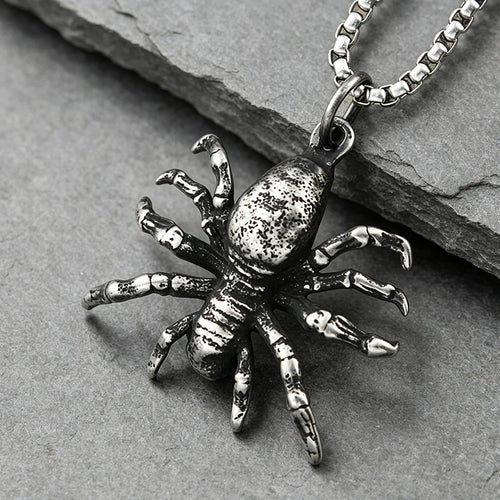 3D Vintage Spider Pendant Necklace for Men — Stainless Steel