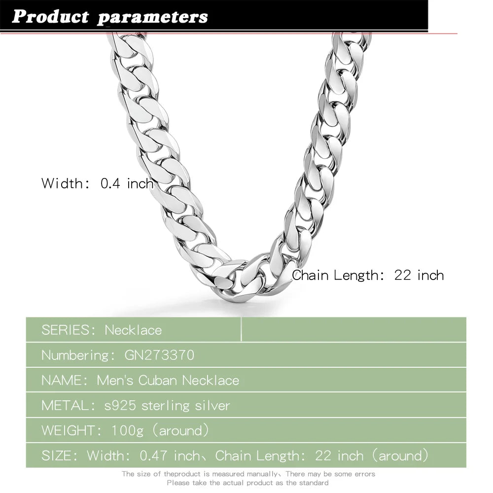 Chunky Miami Cuban Link Chain Necklace for Men 12mm — Silver-Tone