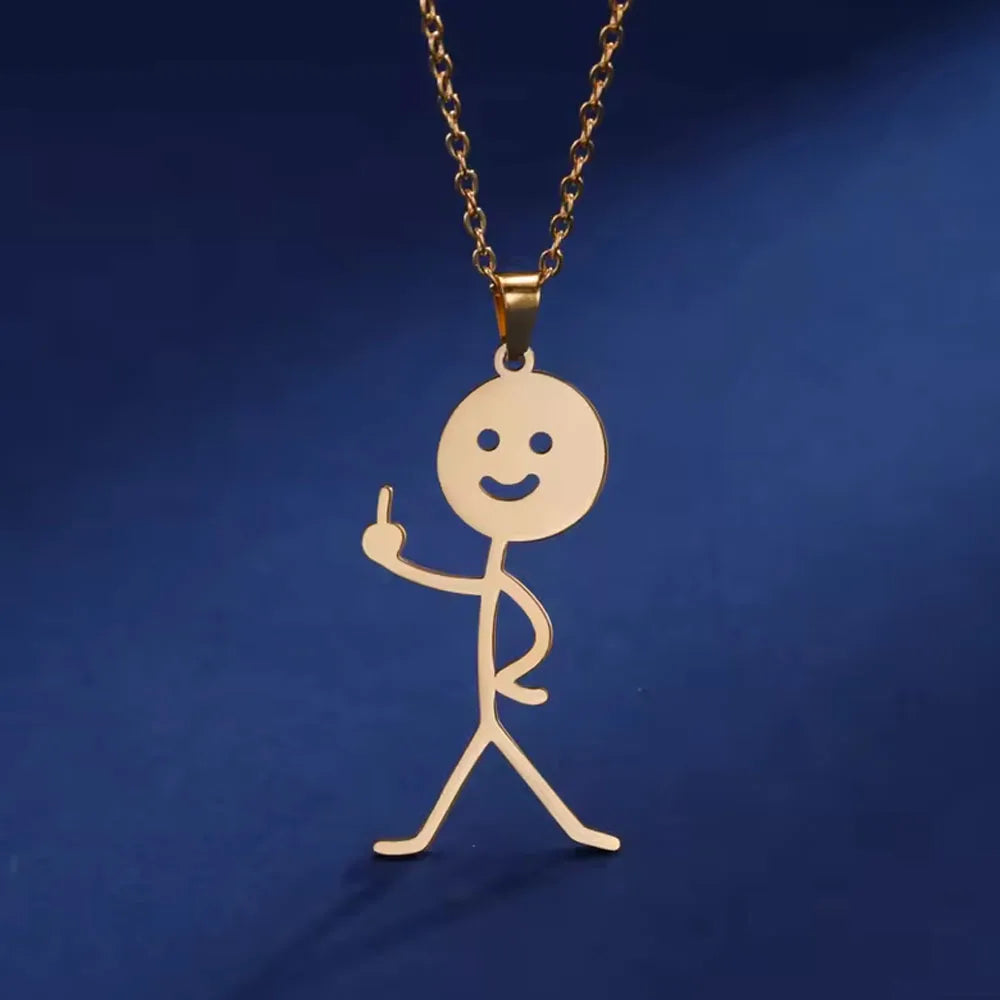 Middle Finger Pendant Necklace — Stainless Steel