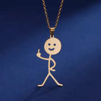 Middle Finger Pendant Necklace — Stainless Steel