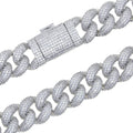 2024 New Silver Color Heavy Chunky Prong Cuban Link Chain Necklace for Men 15mm Iced Out Bling Charms Hip Hop Jewelry