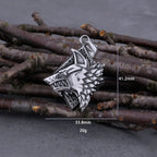 Vintage Viking Geri and Freki Wolf Head Necklace Men's Odin Rune Valknut Amulet with Stainless Steel Chain  Jewelry Gift