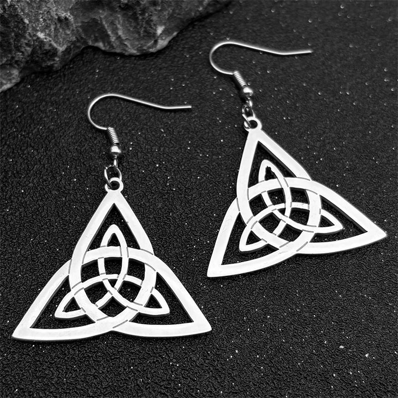Celtic Knot Silver Earrings Trinity Irish Drop