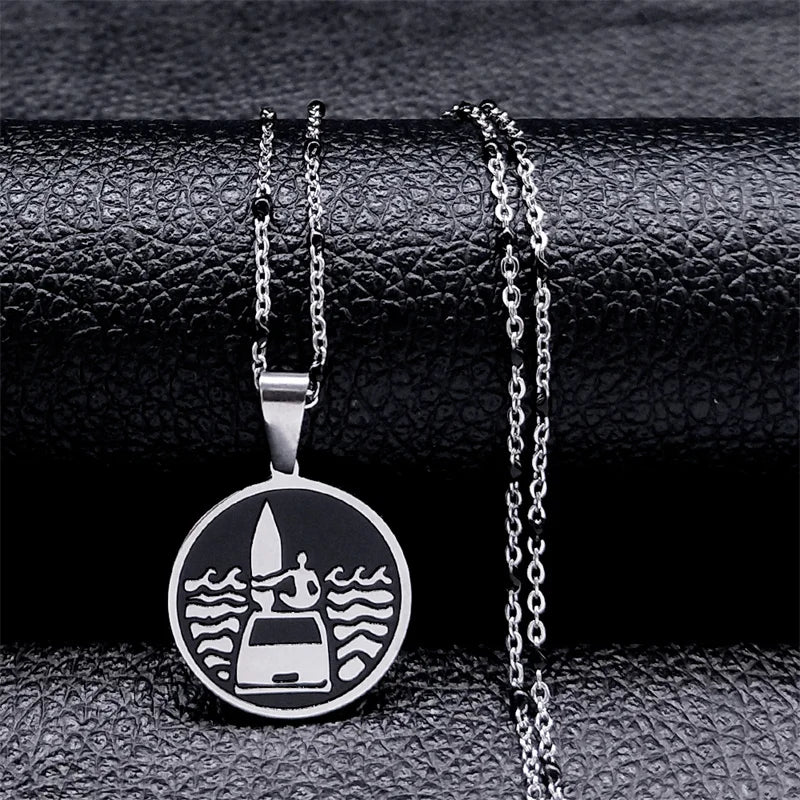 Steel Pendant Dark Enamel Transgender Symbol Triangle
