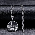Steel Pendant Dark Enamel Transgender Symbol Triangle