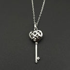 Heart Celtic Silver Pendant Sterling Key Shape