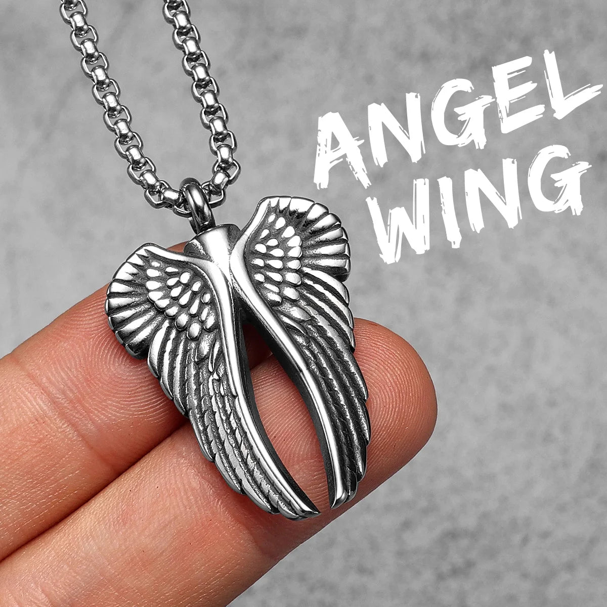 Angel Wing Pendant Necklace — Stainless Steel