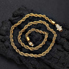 6mm Stainless Steel Rope Chain Necklace With Iced Out CZ Clasp Hip Hop Link For Women/Men