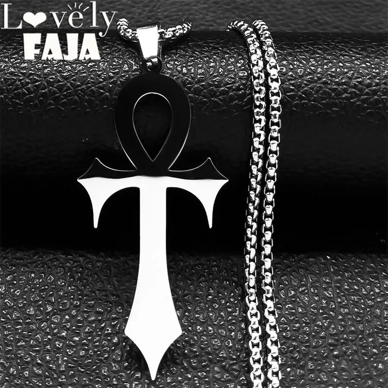 Gothic Ankh Cross Pendant Necklace — Stainless Steel