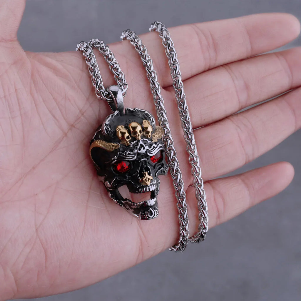 Neo-Gothic Skull Pendant Necklace — Stainless Steel
