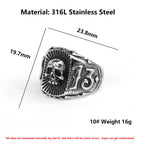 NEW Men's 316L Stainless-Steel Rings Calvarium Skull with 13 Letter Ring for Teens Punk Jewelry for Gift Free Shipping