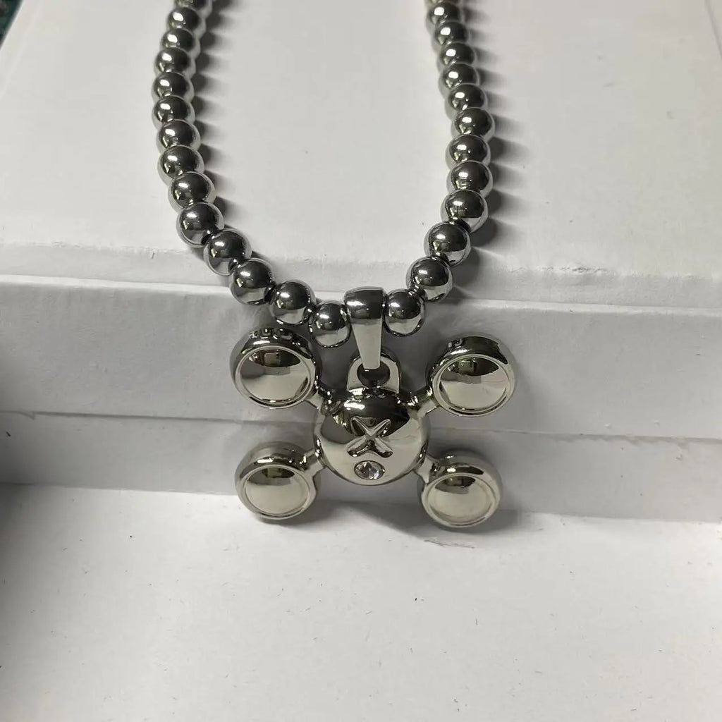 Hip-hop Style Stainless Steel Round Bead Chain, Rapper Necklace, a Niche Design Necklace Gift for Fashionable Men and Women