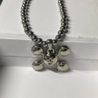 Hip-hop Style Stainless Steel Round Bead Chain, Rapper Necklace, a Niche Design Necklace Gift for Fashionable Men and Women