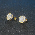 Iced Out Round Stud Earrings — Gold