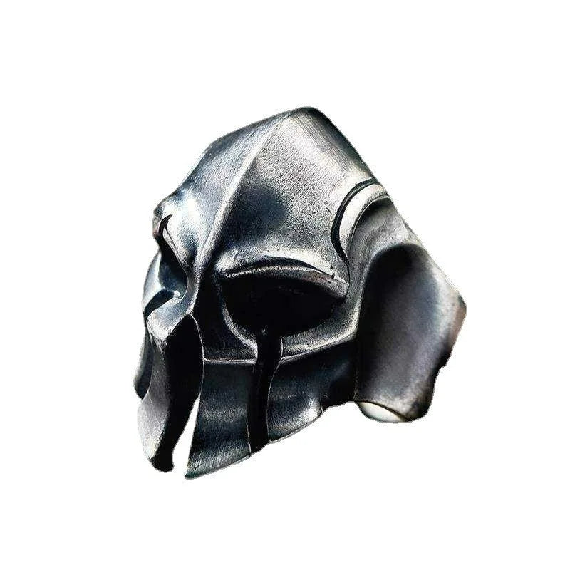 Simple Niche Retro Trend Helmet Skull Ring Personalized Open Spartan Warrior Mask Men's Ring Trend Accessories Jewelry