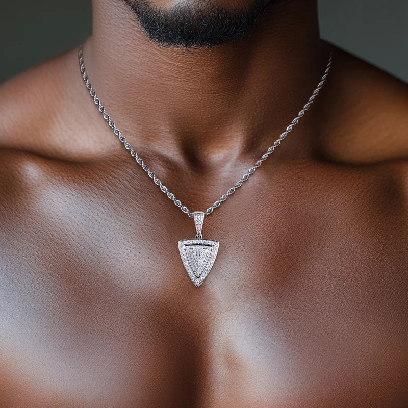 Iced Out Triangle Pendant — 14K Gold