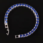 Rose Gold Silver Color 3mm 4mm 5mm Pink Blue Green Red Tennis Bracelet Bangle for Women Wedding Fashion Jewelry Party