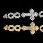 Gold Cross Iced Out Bracelet 8MM