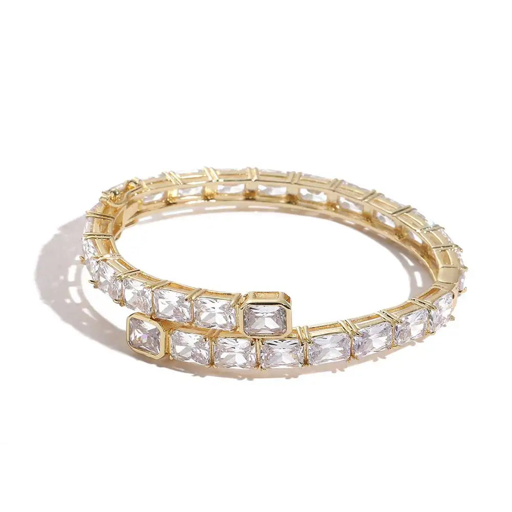 Iced Out Rectangle Bracelet Stainless Steel CZ