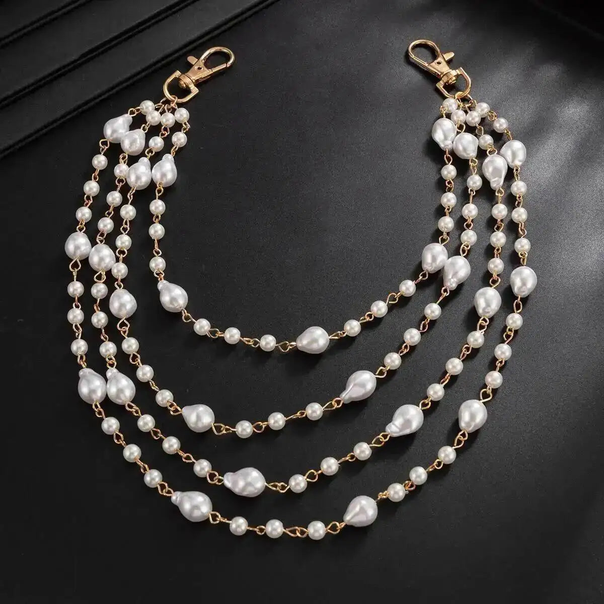 Multi-Layer Pearl Trouser Keychain — Zinc Alloy