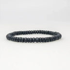 Mens Lava Stone Beaded Black Gemstone And Stainless Steel Waterproof Bracelet