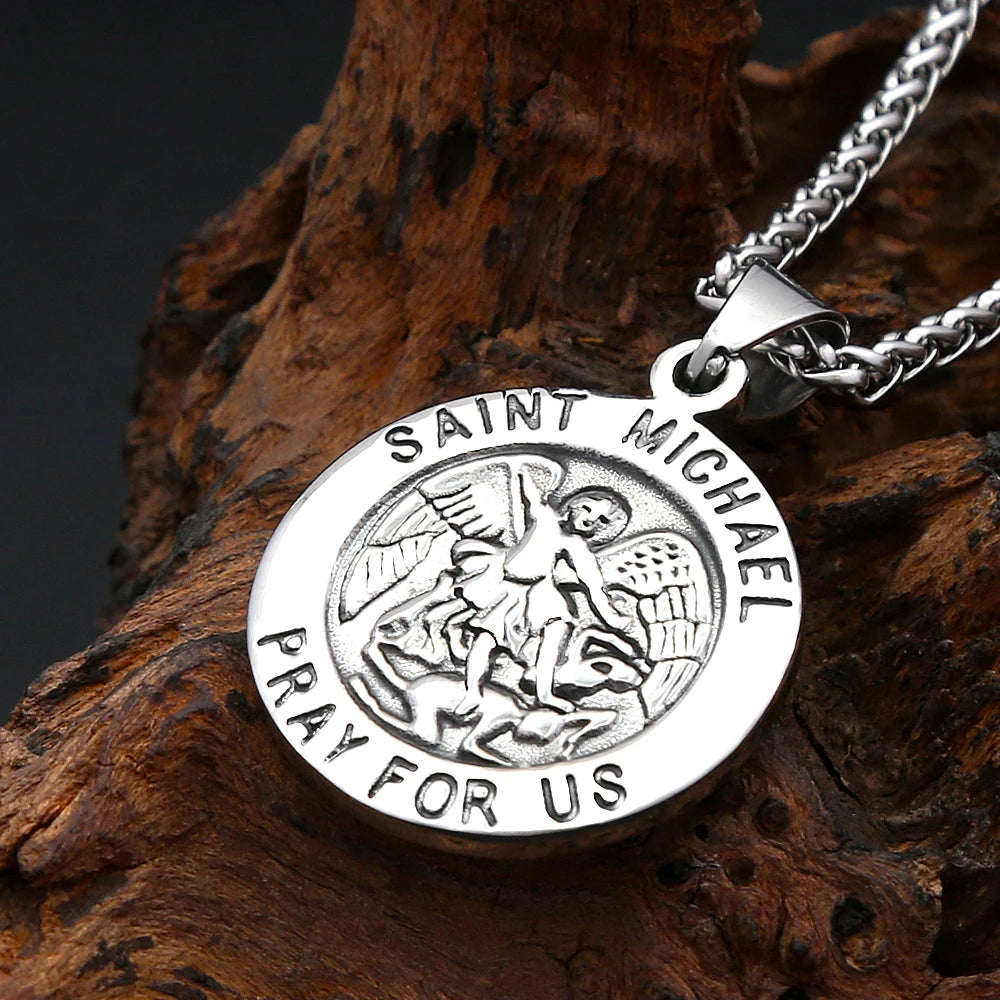 Saint Michael Faith Pendant Necklace — Stainless Steel