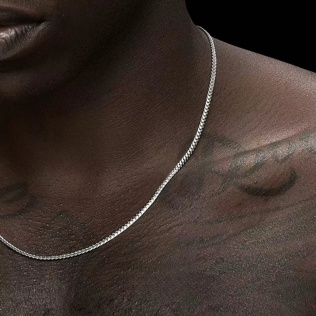 3.5mm Silver Color Stainless Steel Cuban Chain Necklace Hip Hop Men Necklace Simple Jewelry Necklace For Women
