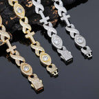 Cross Chain Necklace Iced Out Eye CZ Diamond