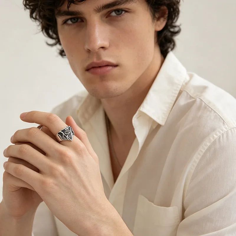 All-Seeing Eye Octopus Tentacle Signet Ring — Stainless Steel