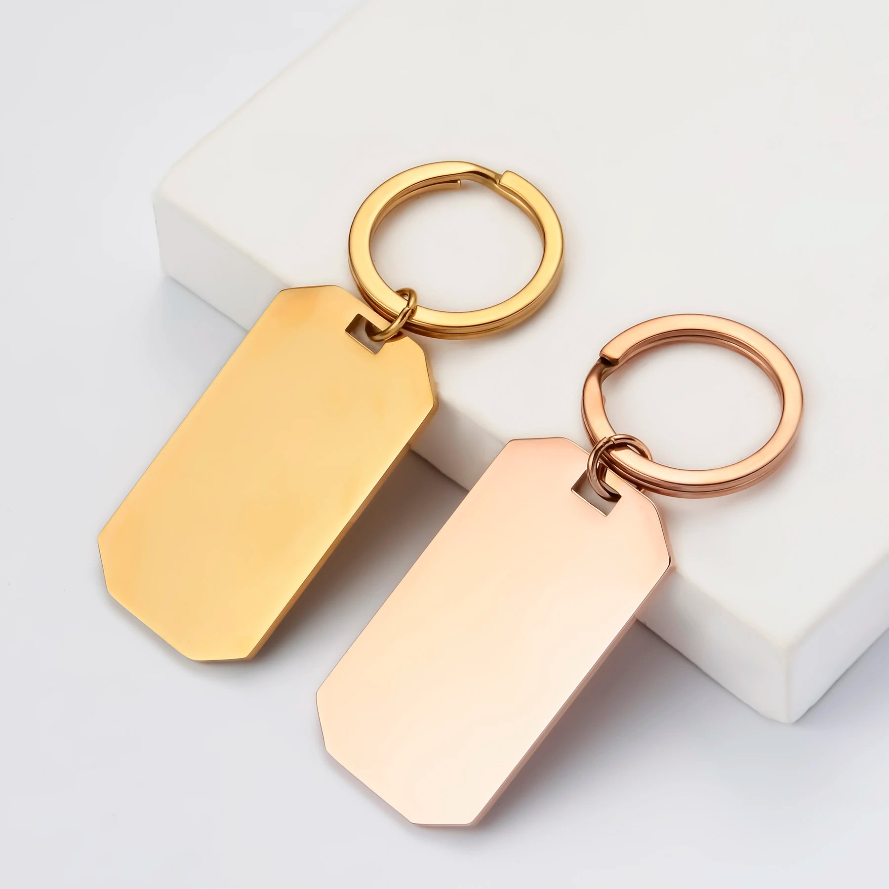 10pcs New Keychain Blank Mirror Polishing Stainless Steel ID Dog Tag Waterproof Jewelry DIY Custom Keyring for Women Men