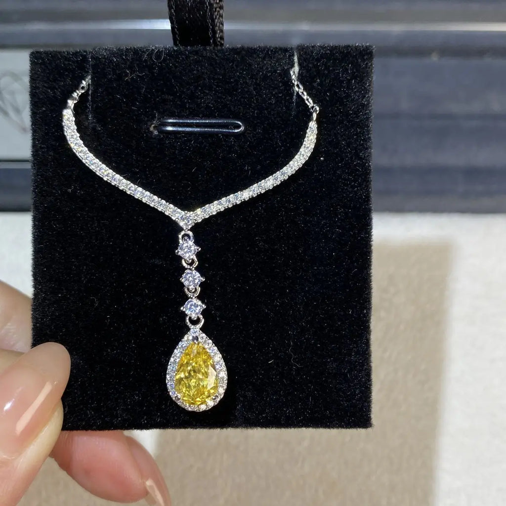 Luxury Solid Platinum PT950 Women's Ice Flower Cut Drops Diamond Pendant Necklace