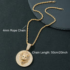 Hip Hop Big Lion Head Pendant Necklace Cuban Chain Necklace For Women Men Iced Out Full Rhinestone Necklace Jewelry