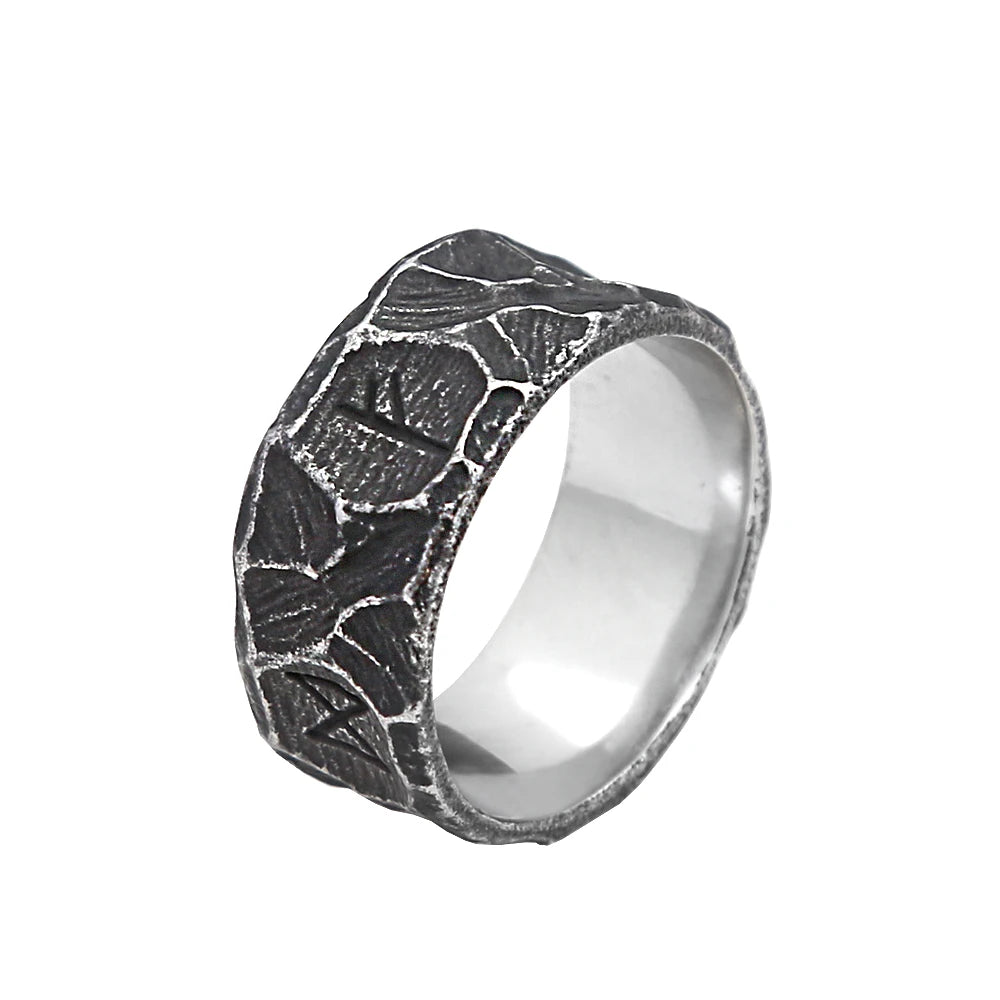 Punk Vintage Nordic Viking Rune Ring Stainless Steel Biker Amulet Ring For Men Women Unique Simple Jewelry Gift Dropshipping