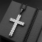 Jesus Christ Cross Pendant Necklace Box Chain — Stainless Steel